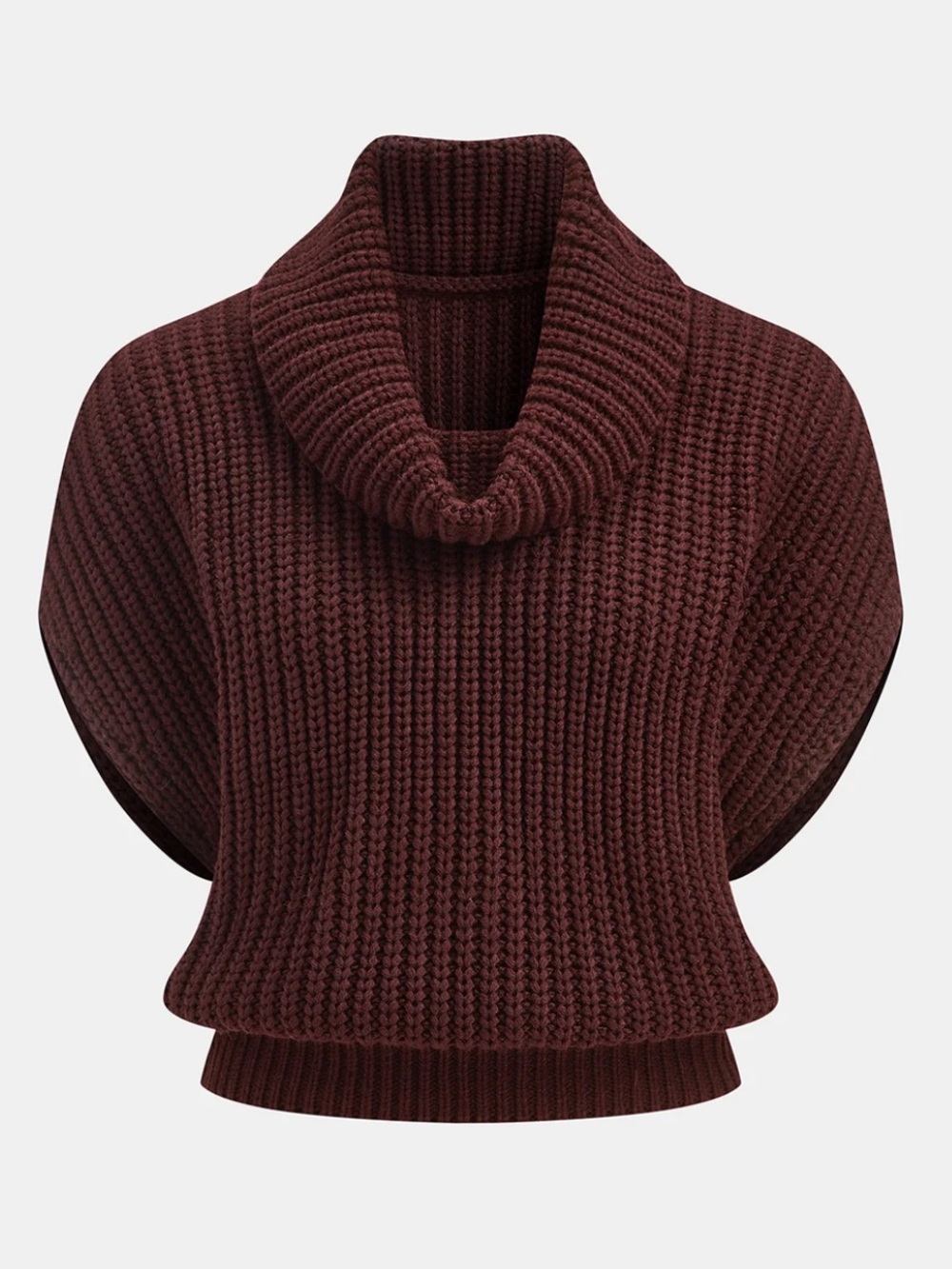 Commense Dark Brown Chunky Cowl Neck Sweater Vest Size L